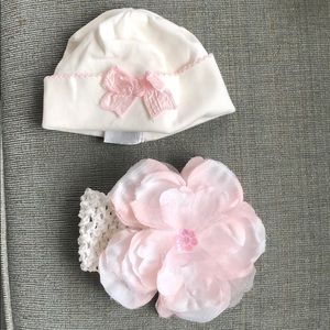 baby hat and flower headband